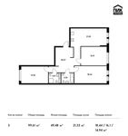 Планировка 3-комнатной квартиры, 99,61 м2