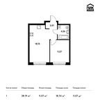 Планировка 1-комнатной квартиры, 38,19 м2