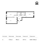 Планировка 2-комнатной квартиры, 71,74 м2