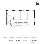 Планировка 3-комнатной квартиры, 83,38 м2