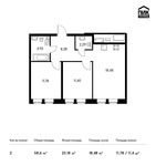 Планировка 2-комнатной квартиры, 58,6 м2