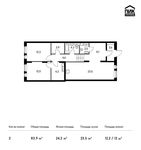 Планировка 2-комнатной квартиры, 83,9 м2