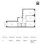 Планировка 3-комнатной квартиры, 97,12 м2