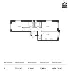Планировка 2-комнатной квартиры, 72,63 м2