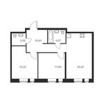 Планировка 2-комнатной квартиры, 63,23 м2