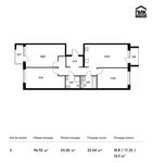 Планировка 3-комнатной квартиры, 96,92 м2