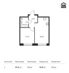 Планировка 1-комнатной квартиры, 39,15 м2