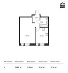 Планировка 1-комнатной квартиры, 38,89 м2