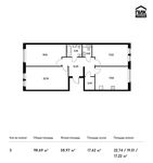 Планировка 3-комнатной квартиры, 98,69 м2