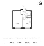 Планировка 1-комнатной квартиры, 38,89 м2