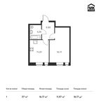 Планировка 1-комнатной квартиры, 37 м2