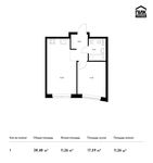 Планировка 1-комнатной квартиры, 38,48 м2