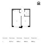 Планировка 1-комнатной квартиры, 37,57 м2
