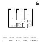 Планировка 2-комнатной квартиры, 64,4 м2