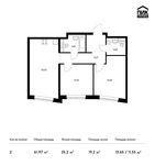 Планировка 2-комнатной квартиры, 61,97 м2