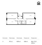 Планировка 3-комнатной квартиры, 91,11 м2