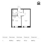 Планировка 1-комнатной квартиры, 37,03 м2