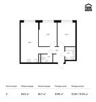 Планировка 2-комнатной квартиры, 64,4 м2