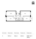 Планировка 3-комнатной квартиры, 91,57 м2