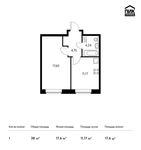 Планировка 1-комнатной квартиры, 38 м2