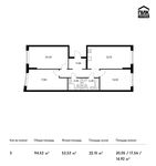 Планировка 3-комнатной квартиры, 94,52 м2