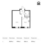 Планировка 1-комнатной квартиры, 38,89 м2