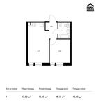 Планировка 1-комнатной квартиры, 37,02 м2