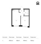 Планировка 1-комнатной квартиры, 37,52 м2