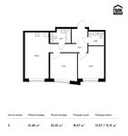 Планировка 2-комнатной квартиры, 61,46 м2