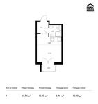 Планировка квартиры студии, 24,74 м2