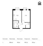 Планировка 1-комнатной квартиры, 33,6 м2