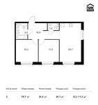 Планировка 2-комнатной квартиры, 59,7 м2
