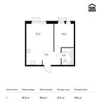 Планировка 1-комнатной квартиры, 41,2 м2