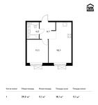 Планировка 1-комнатной квартиры, 39,3 м2