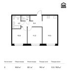 Планировка 2-комнатной квартиры, 55,8 м2