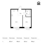 Планировка 1-комнатной квартиры, 41,2 м2