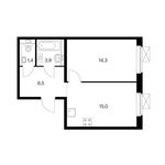 Планировка 1-комнатной квартиры, 40,2 м2