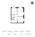 Планировка 2-комнатной квартиры, 52,2 м2