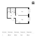 Планировка 1-комнатной квартиры, 40,2 м2