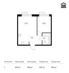 Планировка 1-комнатной квартиры, 41,2 м2
