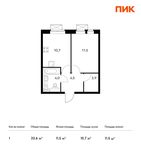 Планировка 1-комнатной квартиры, 33,6 м2