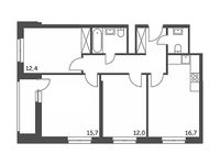 Планировка 3-комнатной квартиры, 75 м2