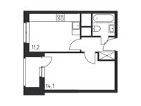 Планировка 1-комнатной квартиры, 32,9 м2