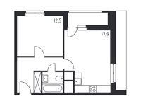 Планировка 2-комнатной квартиры, 42,8 м2
