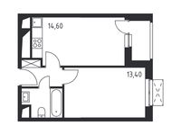 Планировка 1-комнатной квартиры, 35,8 м2