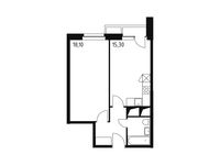 Планировка 1-комнатной квартиры, 43 м2