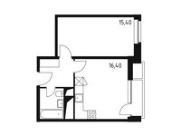 Планировка 1-комнатной квартиры, 41,5 м2
