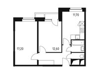 Планировка 2-комнатной квартиры, 54,4 м2