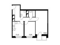 Планировка 2-комнатной квартиры, 59,7 м2