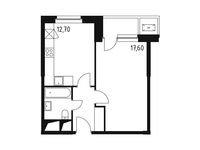 Планировка 1-комнатной квартиры, 39,8 м2